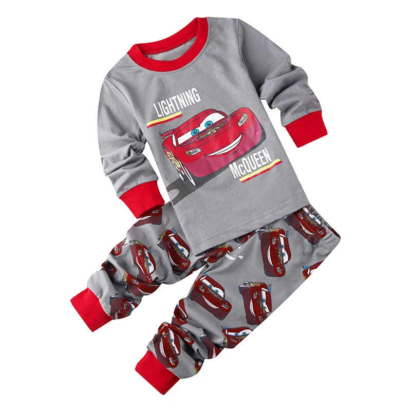 thumbnail image 1 of Conjuntos de ropa de dormir para niños y niñas, pijamas de algodón con dibujos animados McQueen, 95 coches, primavera y otoño, 1 of 6