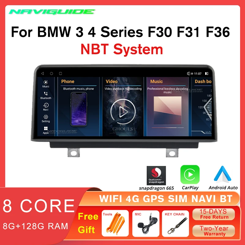 

NAVIGUIDE 10.25" Android 12 Car Radio For BMW 3 4 Series F30 F31 F32 F33 F34 F35 F36 1280*480P Carplay Multimedia GPS Player