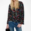 Rowan 22T503 Flower Graphic Print Women Shirt V-Neck Long Sleeve Femme Pullover Vintage Classic Casual Lady Top 2026
