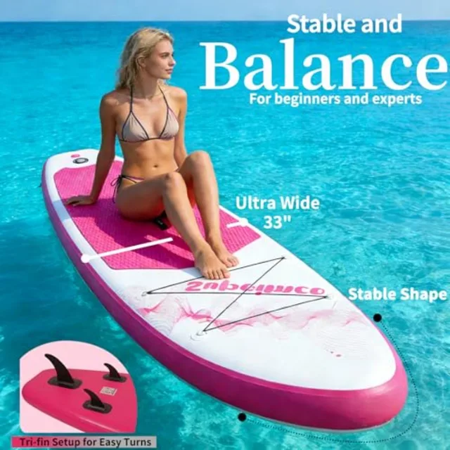 Inflatable Stand Up Paddle Board for adults and youth of all skill levels, made with upgraded glue-free hot melt technology, 10