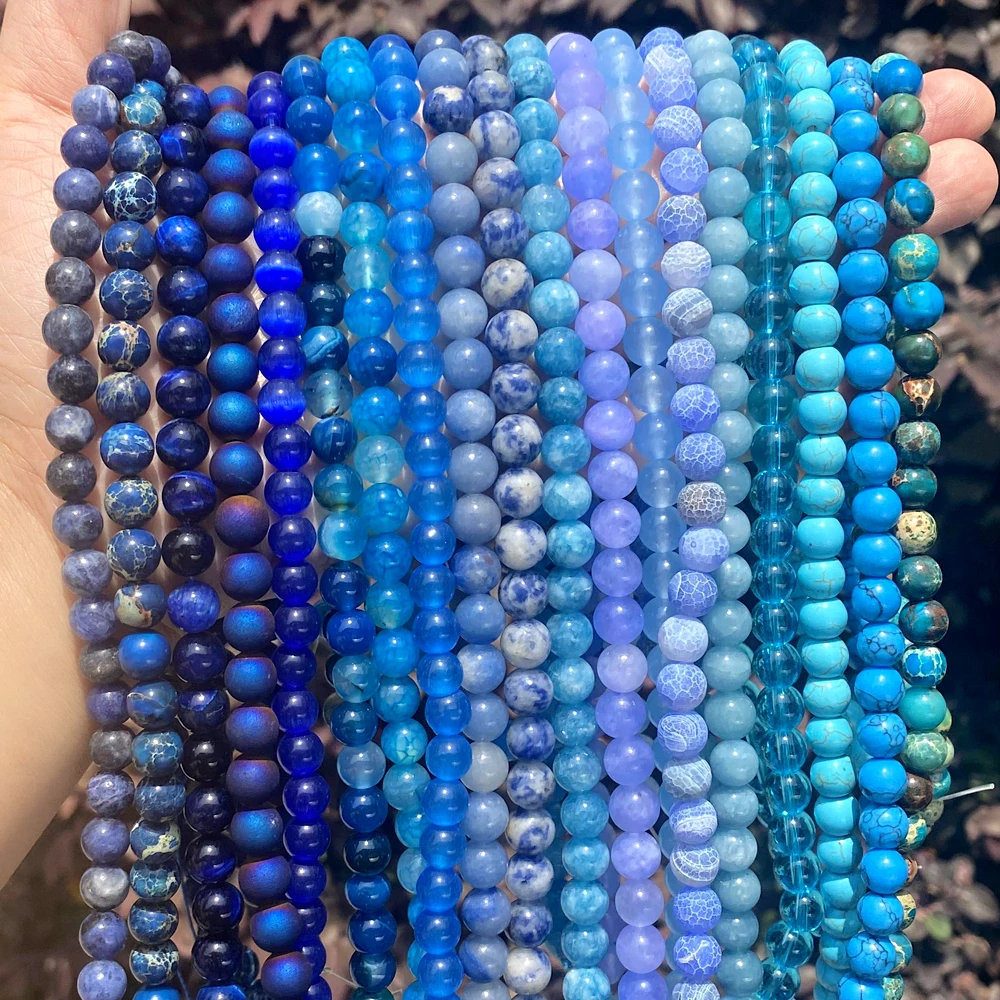 Natural Stone Beads Collection: Blue Chalcedony Crystal & Agate