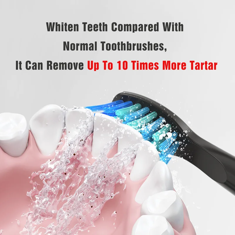 Sonic Electric Toothbrush Rechargeable 5 Modes Oral Clean Soft Bristle Brush Heads