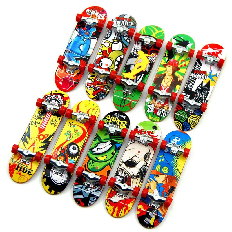 Finger Skateboard Toys Print professional Alloy Stand FingerBoard Skateboard Mini Finger boards Skate truck Finger Skateboard for Kid Toy Children Gift Fingerboard Set
