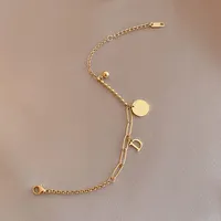 Luxury D Star Vintage Pendant Stainless Steel Bracelet for Women