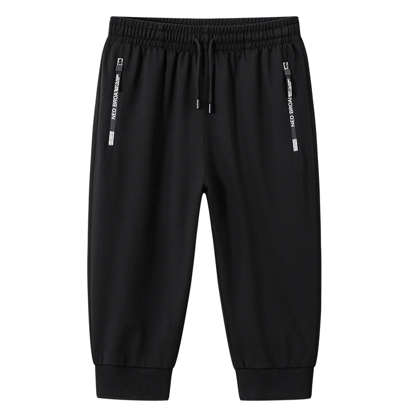 Summer Ice Silk Calf Length Pants Men Zipper Pockets Thin Sports Joggers Shorts Casual Quick-dry Board Shorts Male Sweatpants