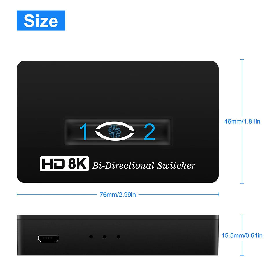 HDMI коммутатор 2 порта двунаправленный 1x2 / 2x1 HDMI коммутатор разветвитель поддерживает 4K 1080P HD 3D HDR HDCP для PS4 Xbox HDTV