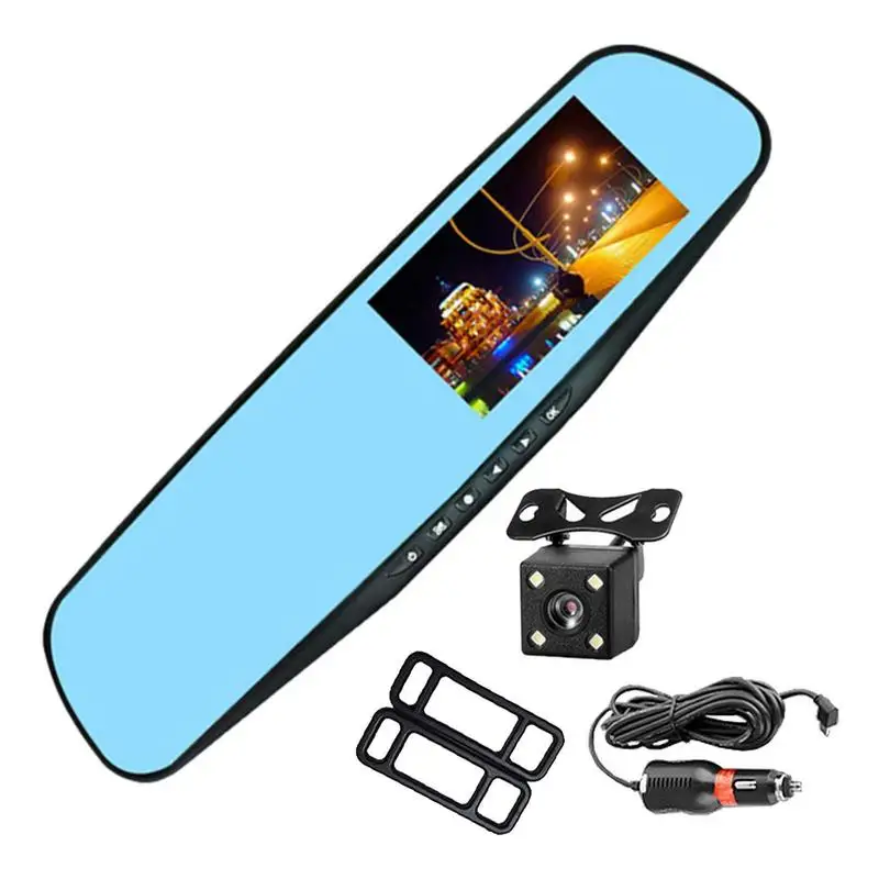

Rearview Mirror Dash Cam Night Vision Dual Cameras Driving Recorder With High-Definition 1080P Dual Lens Wide Angle Car