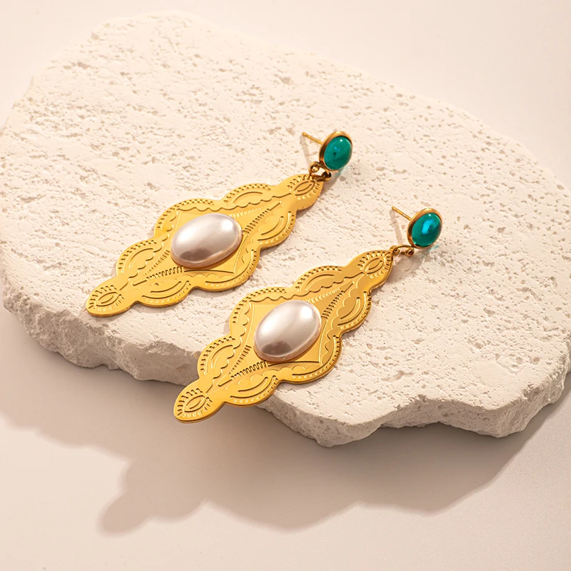 

1 пара винтажных классических жемчужных вставок, женские серьги из нержавеющей стали для повседневной носки, свадебный подарок