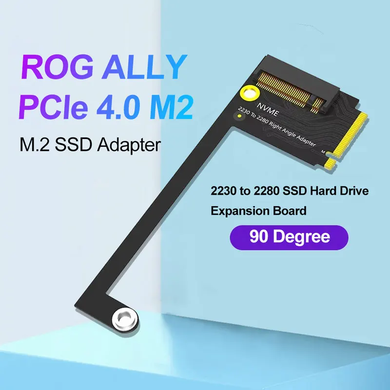 voor Rog Ally Handheld Conversie 2230 Naar 2280 SSD Harde Schijf Uitbreidingskaart NVME M-Key 5Pin M.2 PCIE 4.0 Adapter Upgrade Converter 90 Graden Zwart