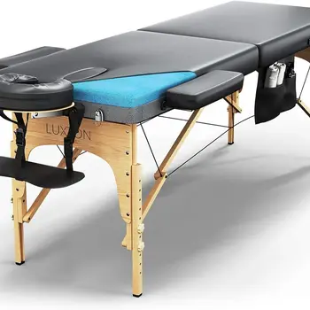 Luxton Home Premium Memory Foam Massage Table - Easy Set Up - Foldable & Portable with Carrying Case