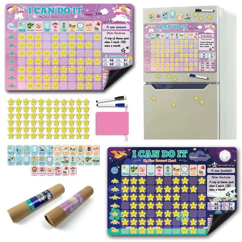 Educational Toys Magnetic Reward Chart Montessori For Children Good Habits To Develop Time Activity Schedule Refrigerator Stickers Games
