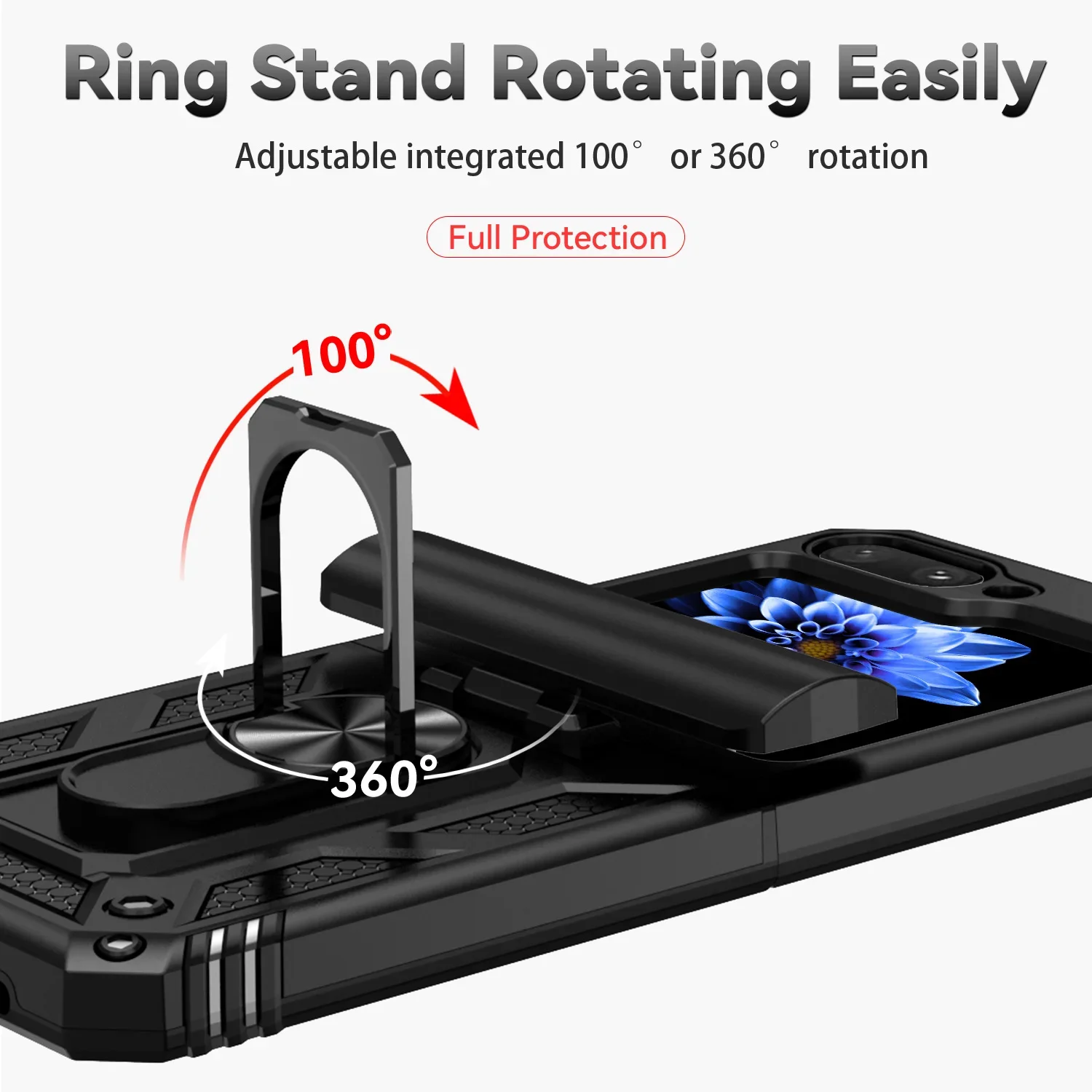 Military Armor Shockproof Case For Samsung Galaxy Z Flip 5 4 3 Metal Holder Slide Push Window Camera Lens Protection Back Cover