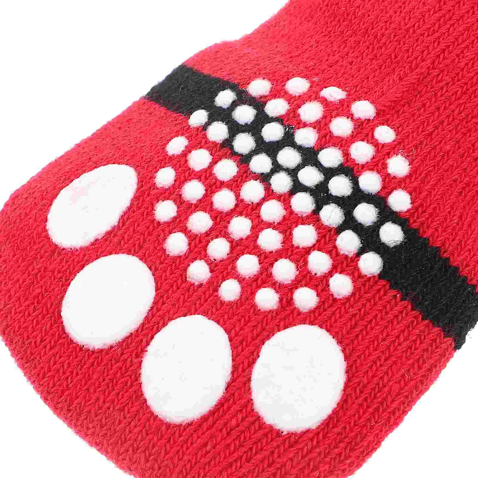 

4 Pcs Autumn And Winter Pet Socks Elder Christmas Stockings Dog Grip Polyester Wear-resistant