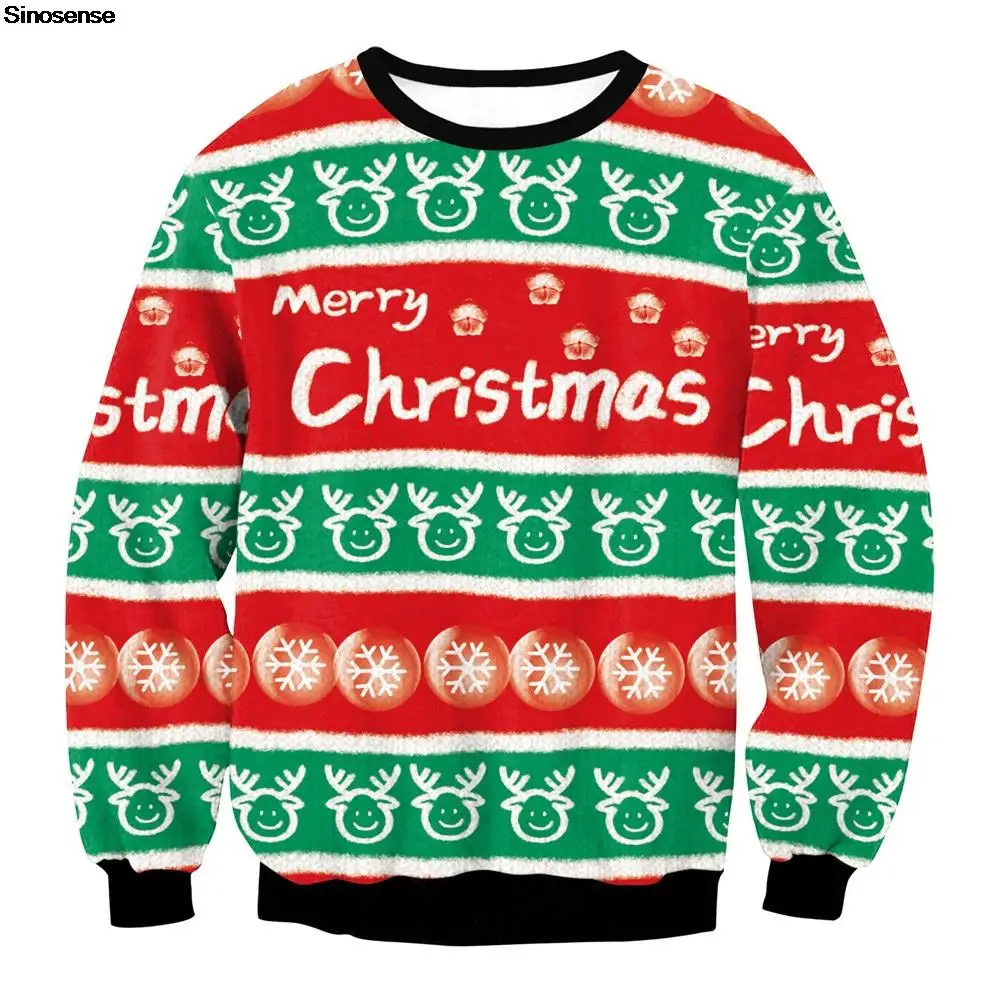 

Men Women Reindeer Ugly Christmas Sweater 3D Funny Printed Holiday Party Creneck Sweatshirt Pullover Tacky Xmas Jumpers Tops
