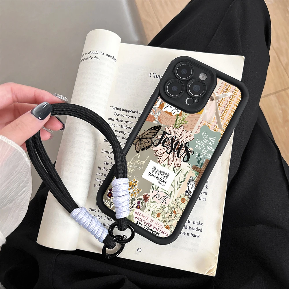Jesus Collage Christian Phone Case with Lanyard Cover