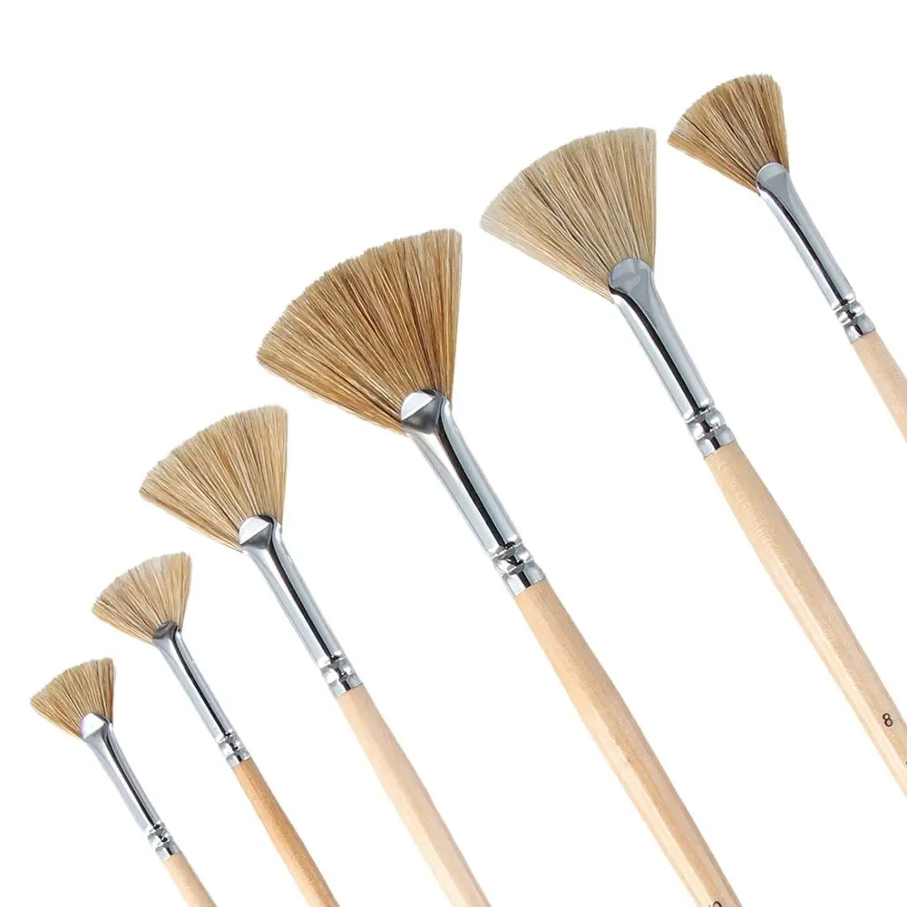 

Акриловые кисти для рисования акварелью, Мягкие кисти для рисования веером, щетина свиньей шерсти, кисти для защиты от выпадения