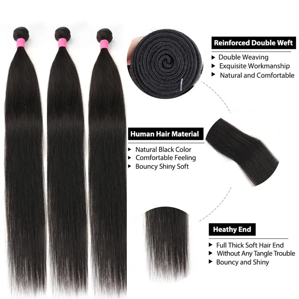 Brazilian Human Hair Straight Bundles Hair Unprocessed Virgin Bundles Silk Straight Extensions for Women
