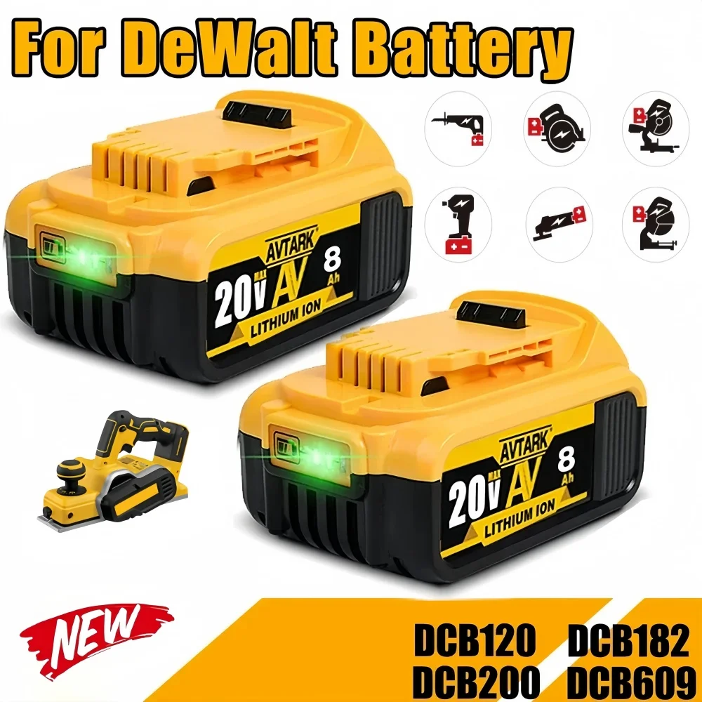 

1-3piece 20V 5.0Ah 6.0Ah 8.0Ah DCB200 18650 Replacement Li-ion Battery for DeWalt MAX DCB205 DCB201 DCB203 Power Tool Batteries