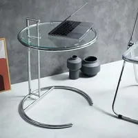 Nordic Glass Coffee Tables Living Room Furniture Side Table Balcony Stainless Steel Lifting Tea Table Transparent Bedside Tables 6
