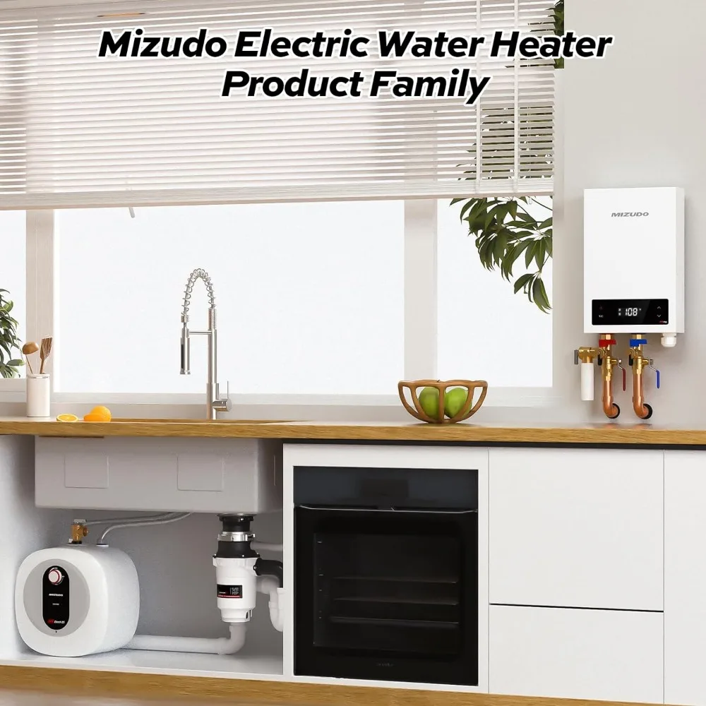 Tankless Water Heater Electric, 14KW 240V, Hot Water Heater, Remote and Touch, with LED Digital Display, Self Modulating