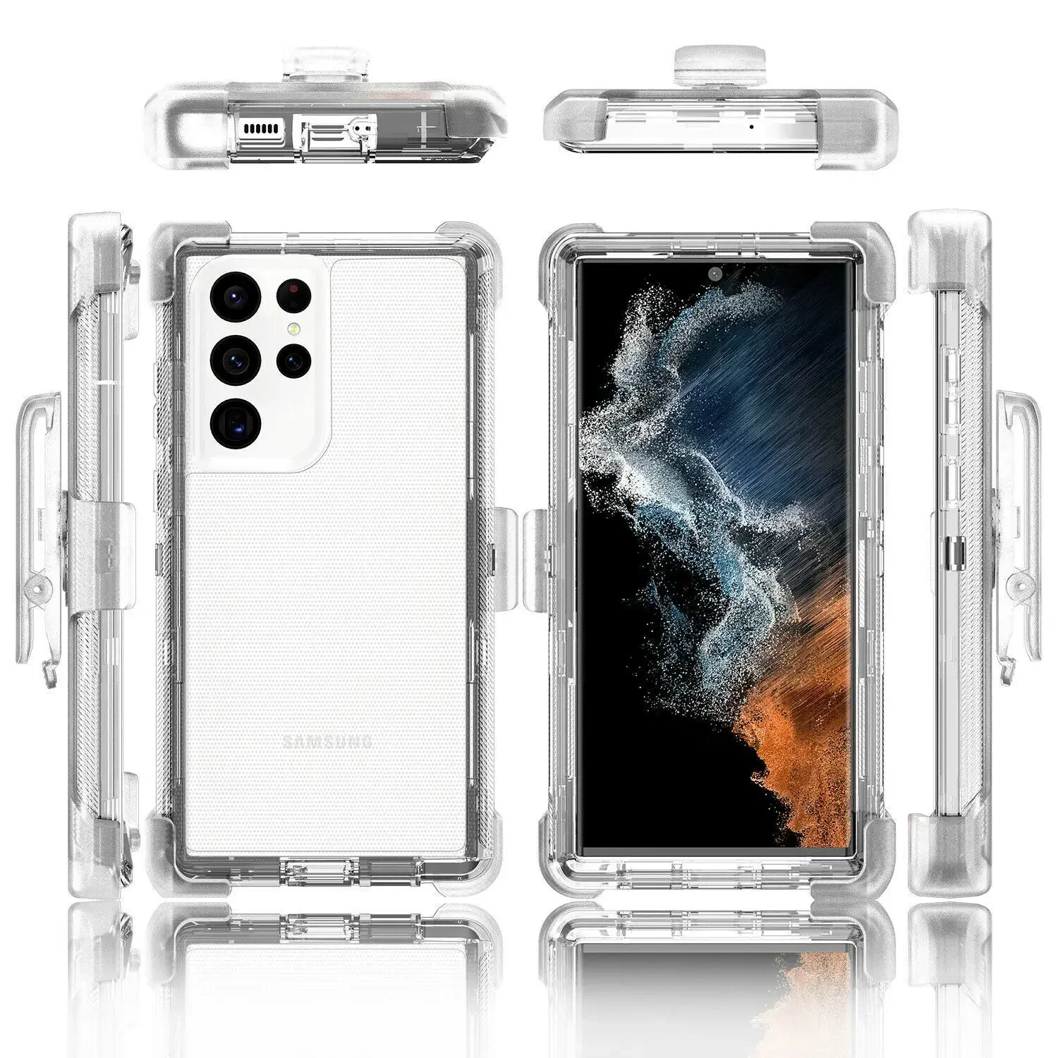 Luxury Armor Clear Shockproof Protective Case with Clip