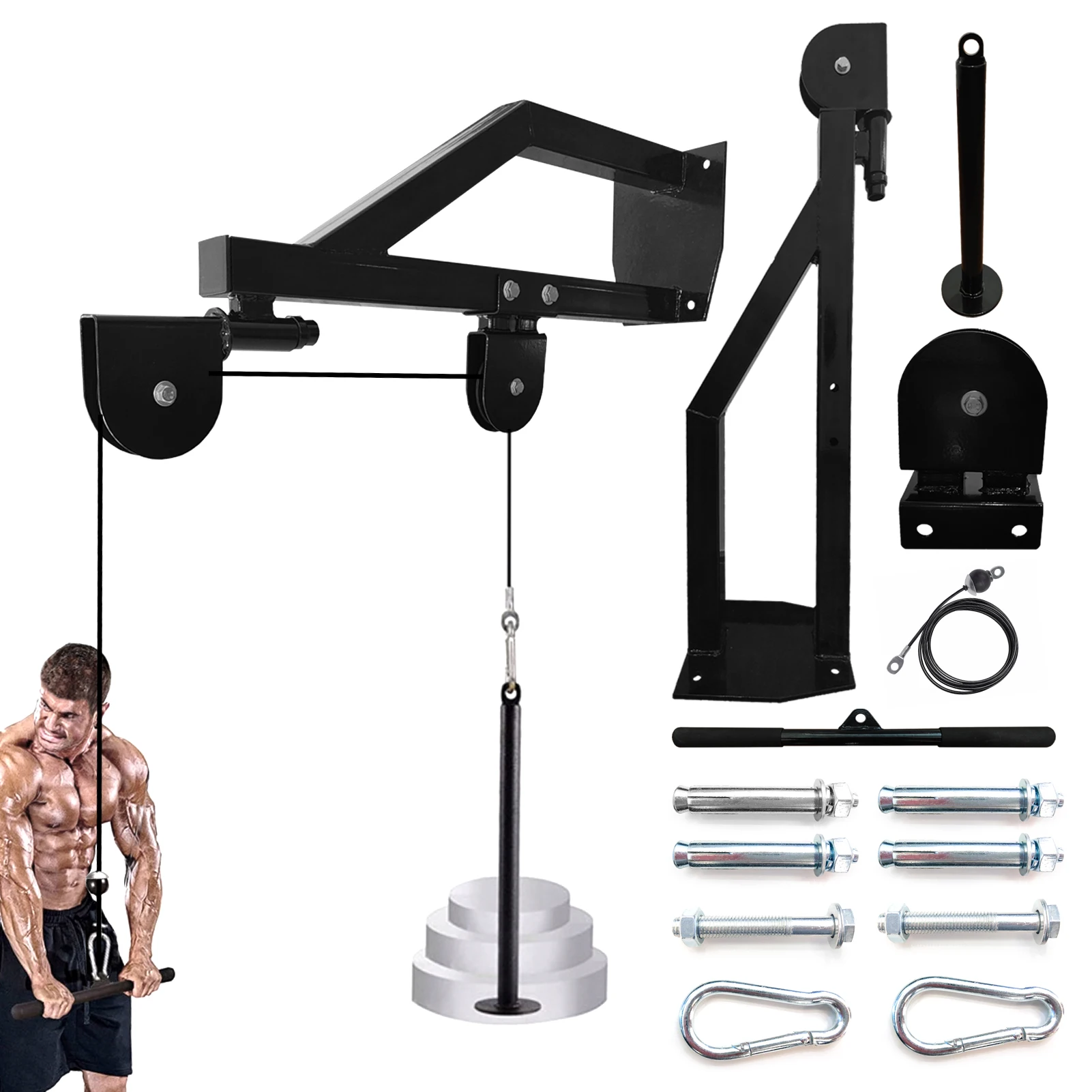 Upgraded Extra Large Fitness Wall Mounted Pulley System LAT Pull