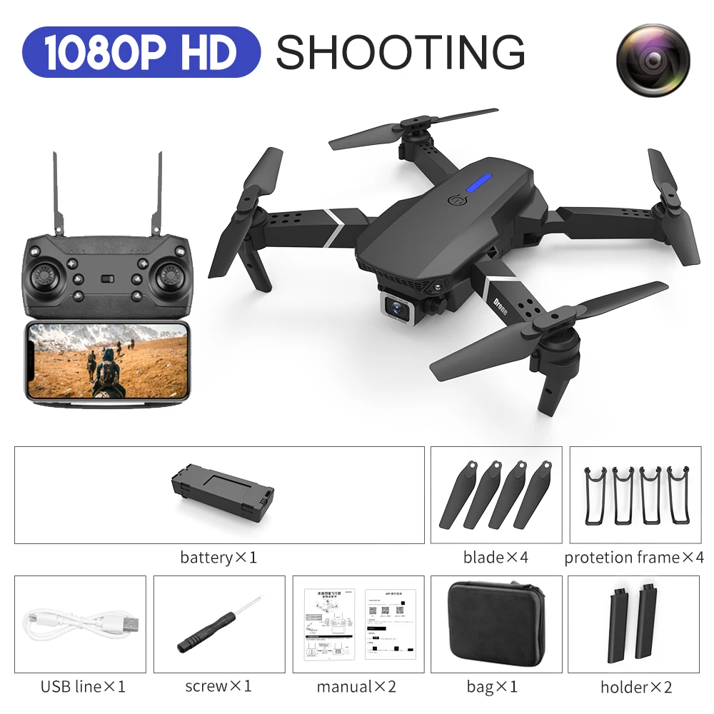 2022 New Quadcopter E88 Pro WIFI FPV Drone With Wide Angle HD 4K 1080P Camera Height Hold RC Foldable Quadcopter Dron Gift Toy rc quadcopter with camera RC Quadcopter