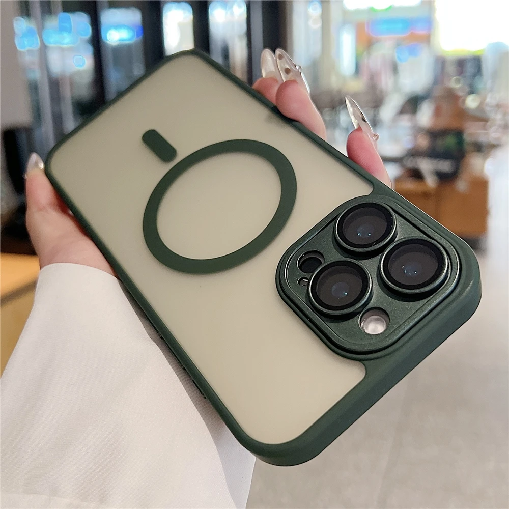 Slim Magnetic Matte Transparent Case with Magsafe Compatibility and Wireless Charging Cover