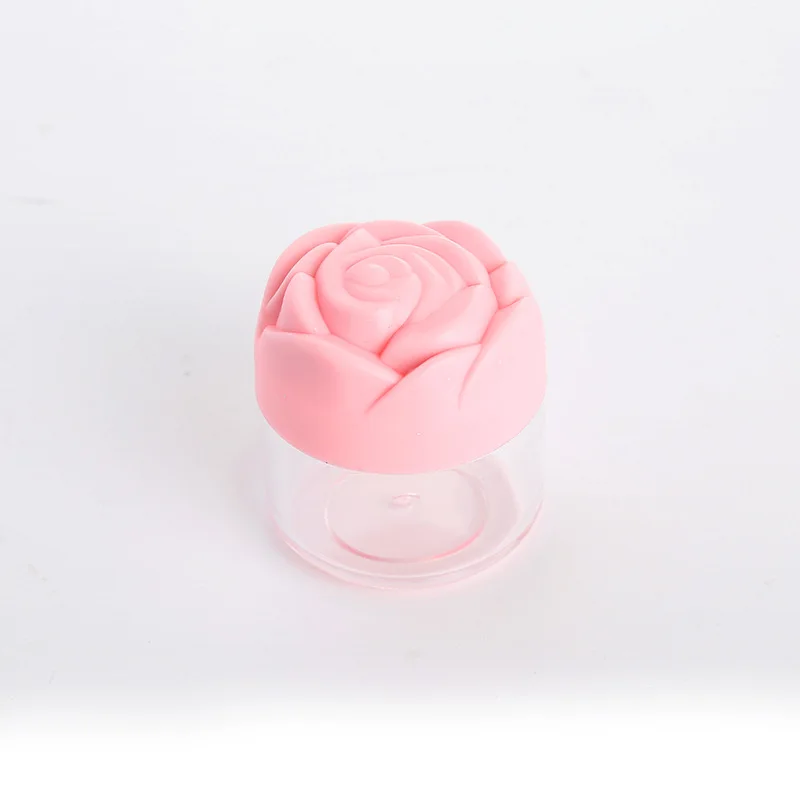 6 pcs 20ml 플라스틱 화장품 용기 립 밤 크림에 대 한 뚜껑을 가진 로즈 모양의 명확한 항아리 DIY 메이크업 화장품 샘플 항아리