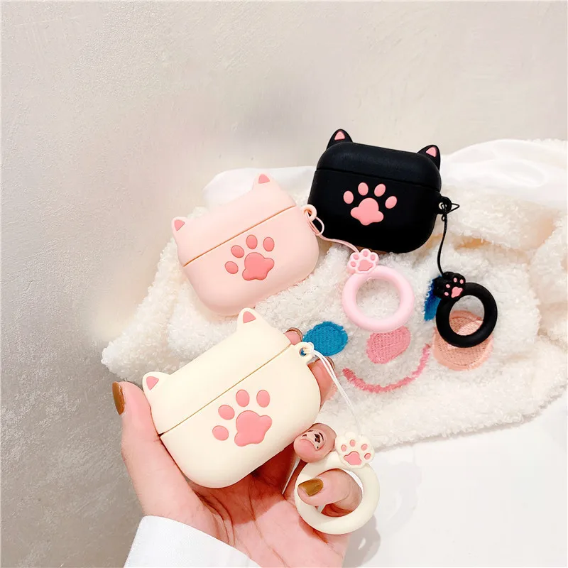 Kawaii Cartoon Cat Paw Custodia Morbida Per Auricolari In Silicone Per Apple Airpods Pro 3 Custodia Per Airpods 3 3Rd Generation Air Pod 2 1 Case