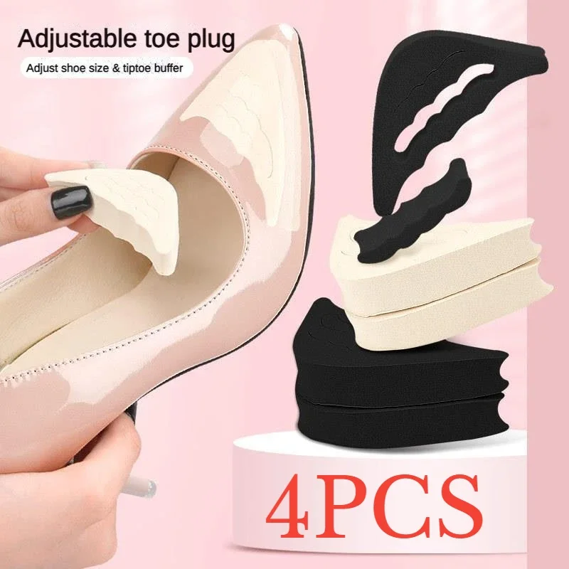 Toe Pads Forefoot Pads Forefoot Cushion 4Pcs Sponge Forefoot Insert Pads Women Gril's High Heel Shoe Big Shoes Size Adjust Toe Front Cushion Pain Relief Protector