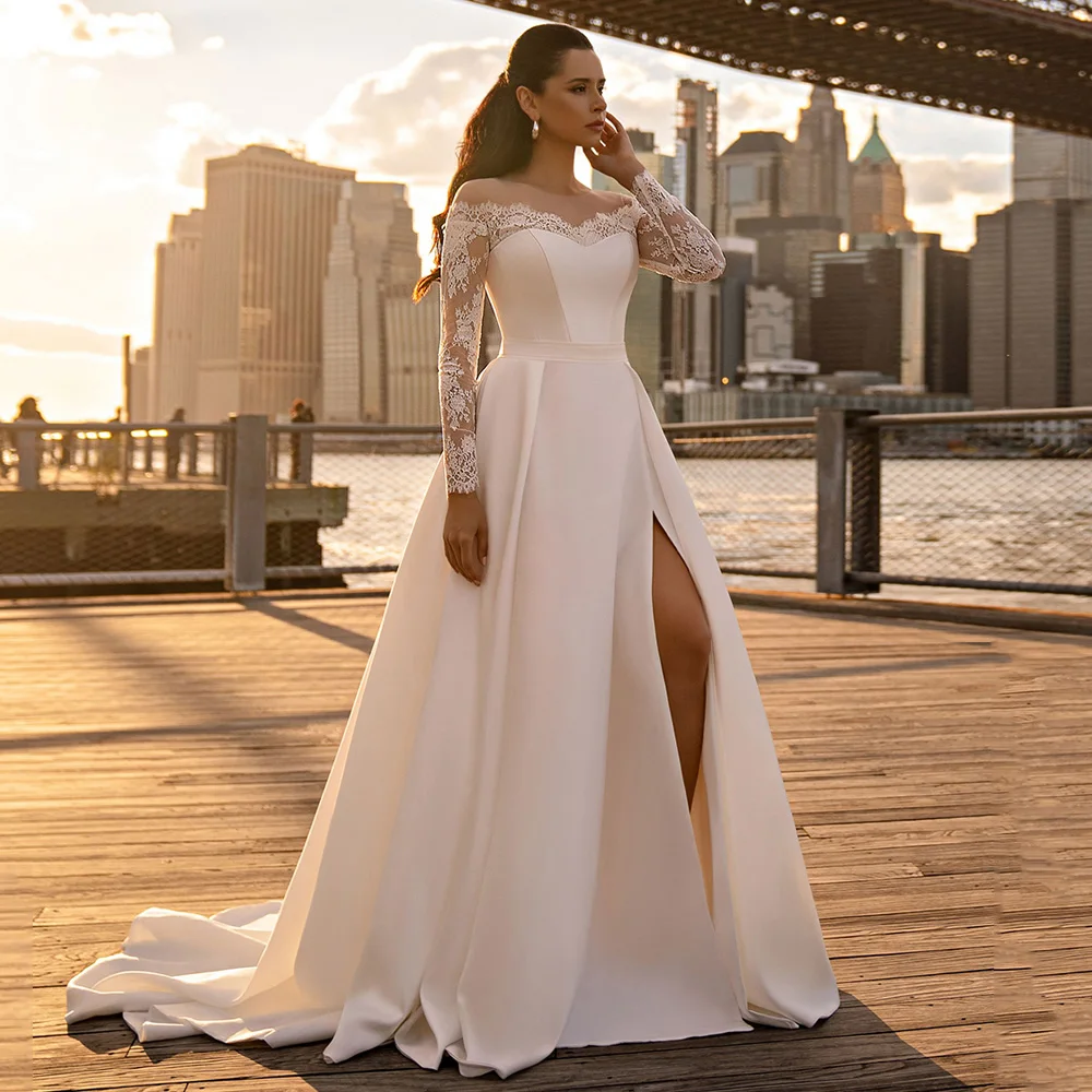 slim fit dress slacks Modern Spaghetti Side Split Tulle Beach Wedding Dress  Ballbella