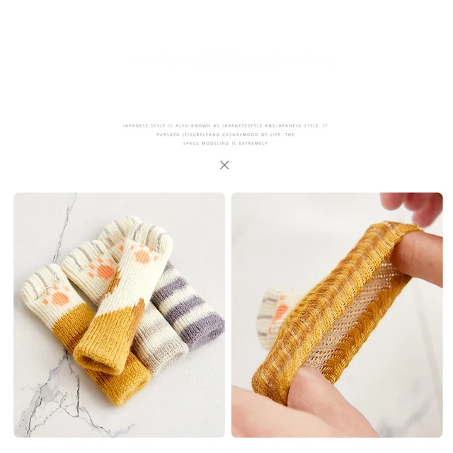 4 db Nem Csúszás Nélkül Viseljen Aranyos Macskás Mancs Asztal Szék Láb Kötött Borító Védő Zokni Hüvely Védelmező Jó Méretezhetőség - Image 3