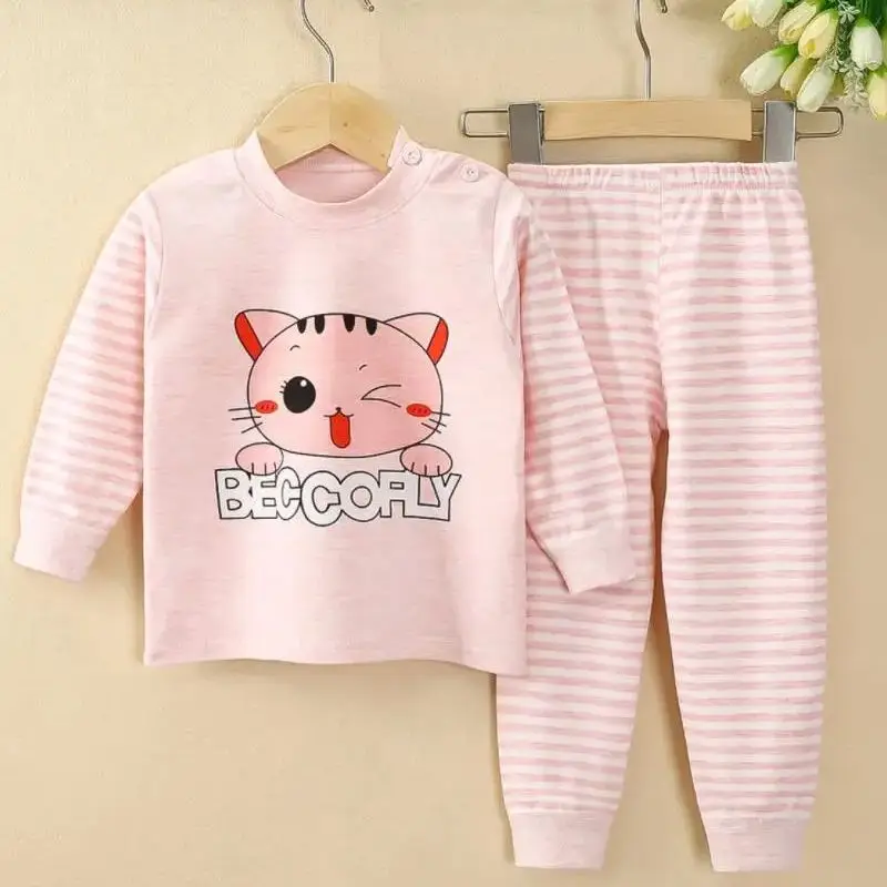 Autumn Winter Girls Cotton Undershirt Toddler Kids Long Johns Suit Baby Hot Pants Sets Boy Underwear Casual Homewear children underwear suits children clothes
