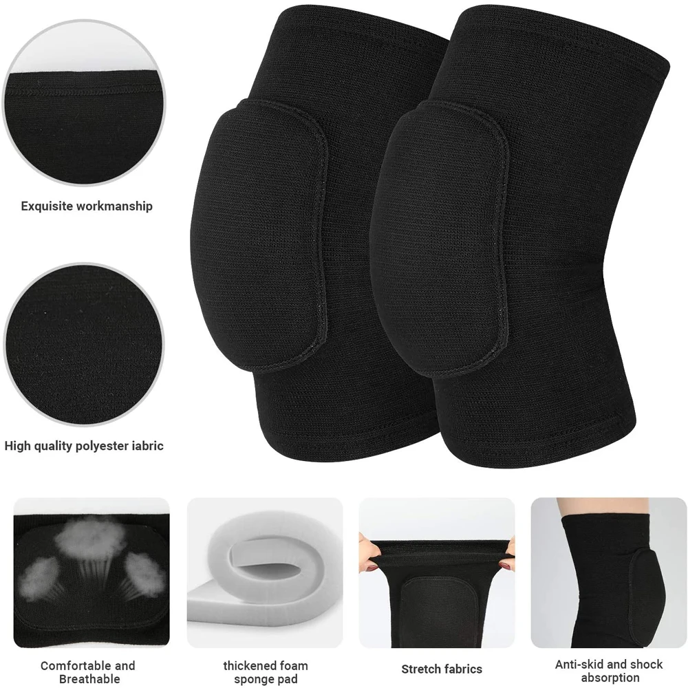 1 Pair Sports Knee Pads Adults Kid Dance Knee Protector Elastic Thicken Sponge Knees Brace Support for Gym Yoga Workout Training
