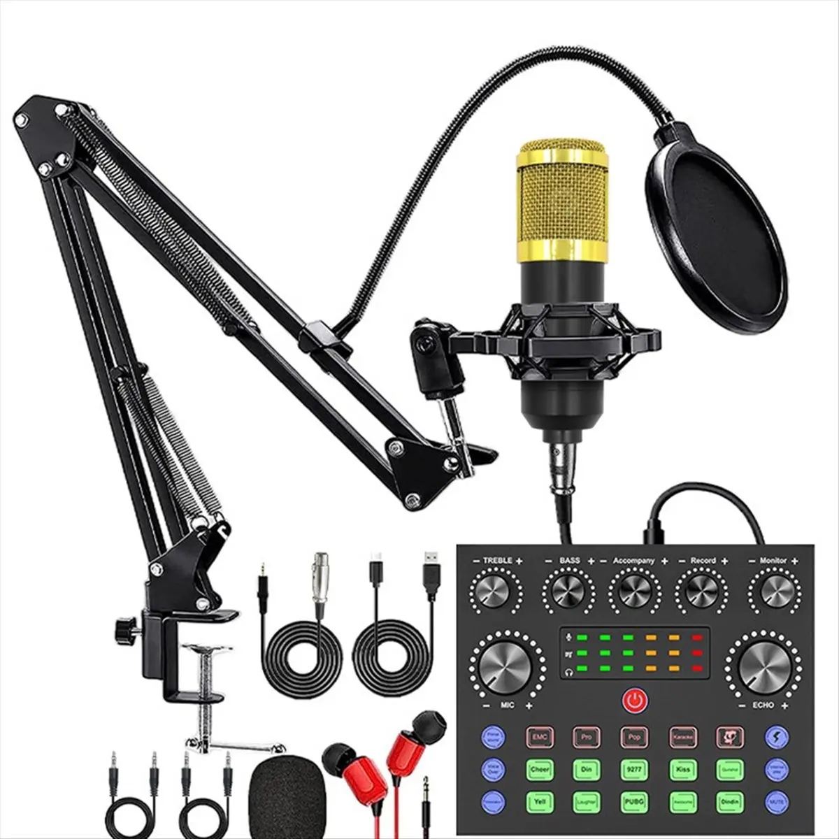 (A96Z) V8S 라이브 사운드 카드 팟캐스트 장비 번들, 마이크 세트 포함, DJ 디스코 장치용 음악/녹음 라이브 스트리밍