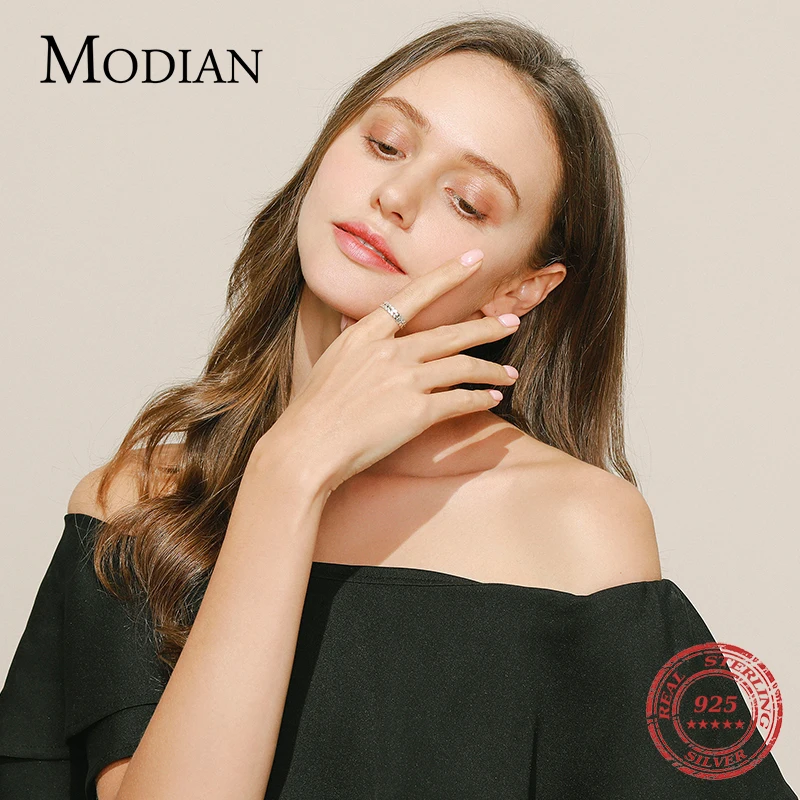 MODIAN 여성을위한 간단한 쌓을 수있는 밀 손가락 반지 행운의 잎 원래 고급 보석 패션 파티 반지