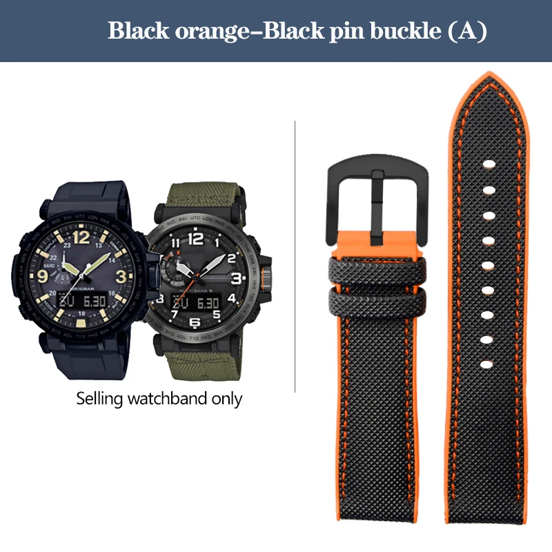 Durable Nylon Rubber Bottom Sports Watchband - 24mm Canvas Silicone Strap