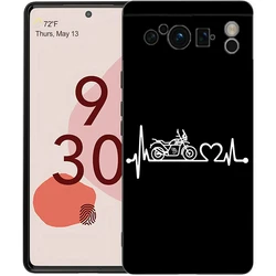 Heartbeat Motorcycle Design Shockproof Phone Case - Black TPU Cover - Pixel 8 Pro (A1)