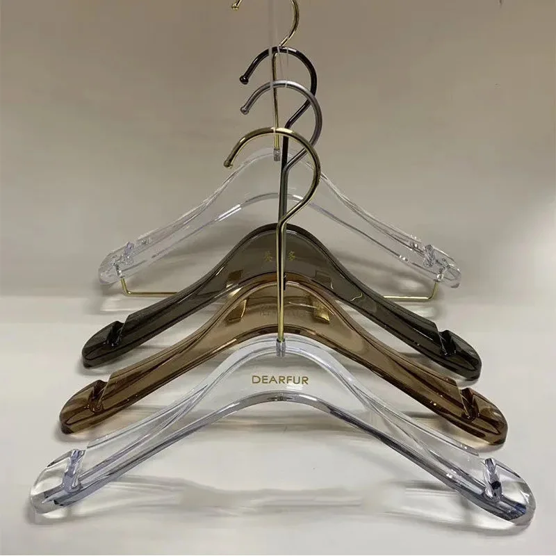 10pcs/Clothes shop transparent crystal acrylic hanger seamless hotel suit children's clothes hanging pants clip