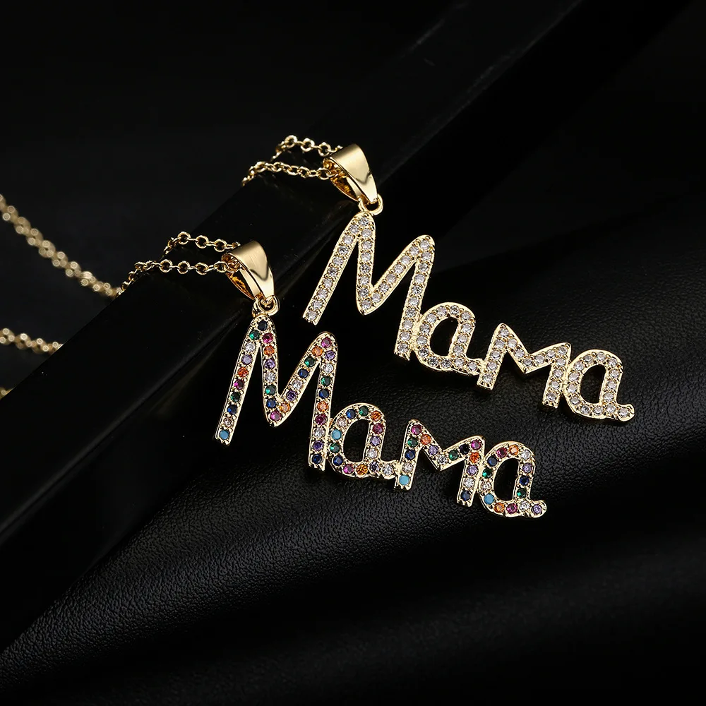 Mama Mon Letter Name Crystal Necklace for Women Mother Day Gift Zirconia Filled Pendant 2022 Jewelry Present |