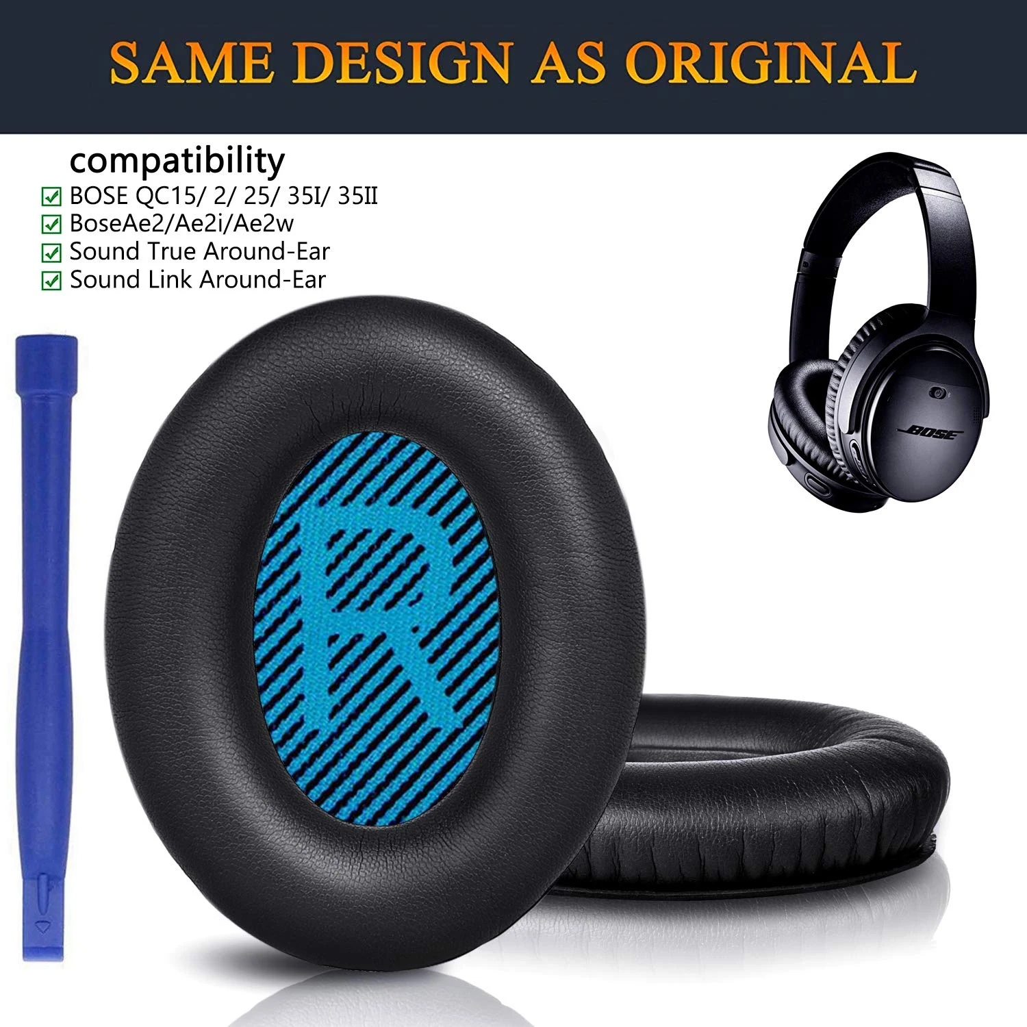 Yellow Headphones Replacement Ear Pads,for Bose Quietcomfort QC15 QC25 QC35 35 ii 