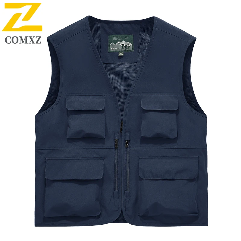 Men's Multi-Functional Outdoor Vest Photographer  Fishing Quick-Dry Sleeveless Jacket with Many Pocket System for Hiking Casual