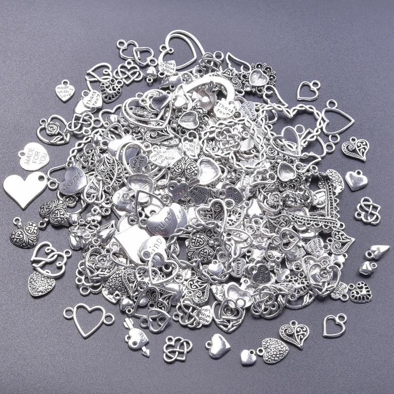 DIY Random Mix Love Heart Bulk Charms For Jewelry Making Supplies