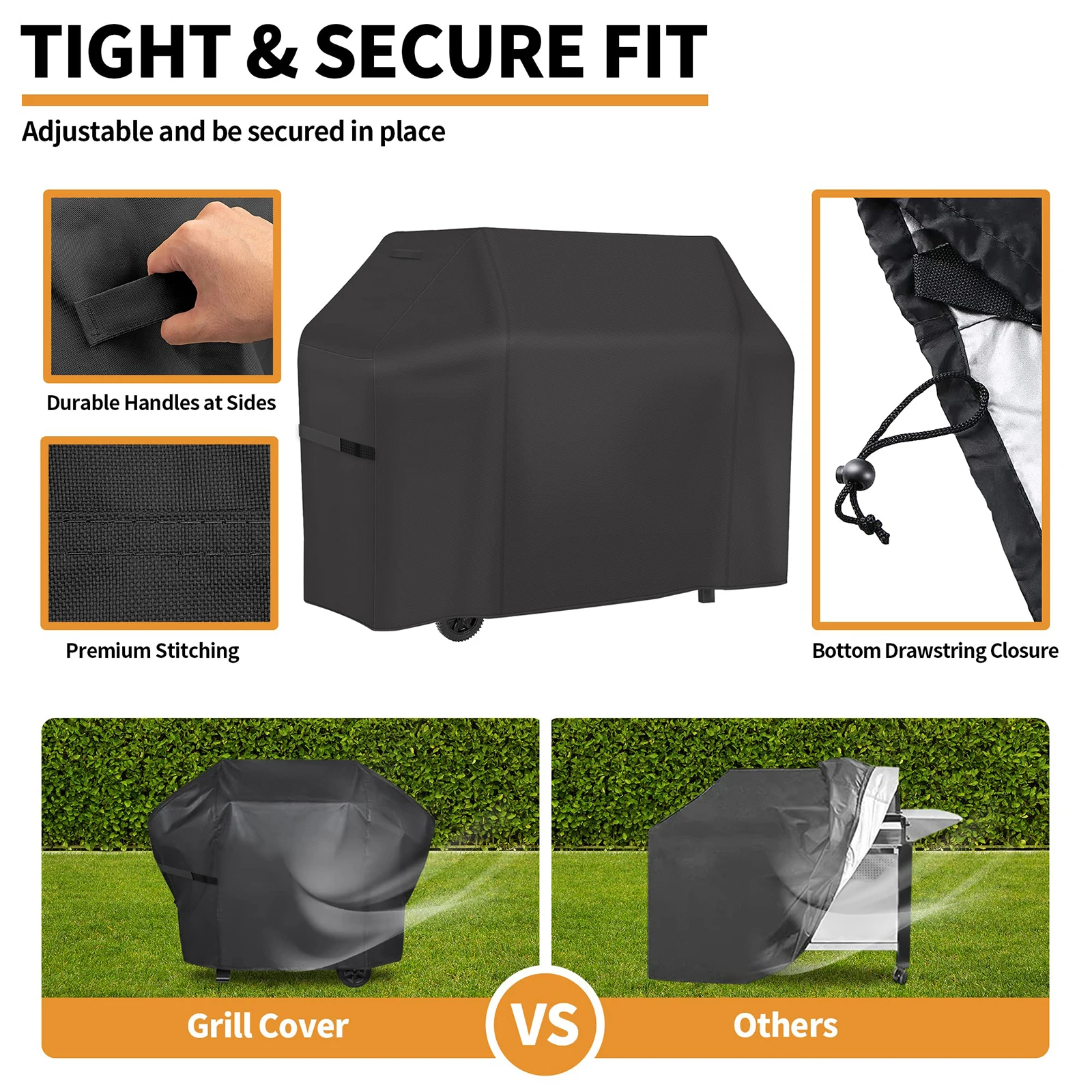 BBQ Gas Grill Cover 420D Heavy Duty Waterproof UV Fade Resistant for Weber Char-Broil Nexgrill Barbecue Smoker Cover With handle