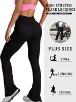 Plus Size Women's Super Soft High Waisted Flare Pants, Leggings Tummy Control Soft Bootleg Bell Bottoms Running - Image 2