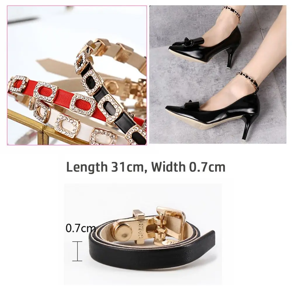 1 Pair Anti-loose High Heels Holding Decoration PU Leather Shoe Straps Hold Loose Heels Band Anti-skid Belt Shoelace images - 6