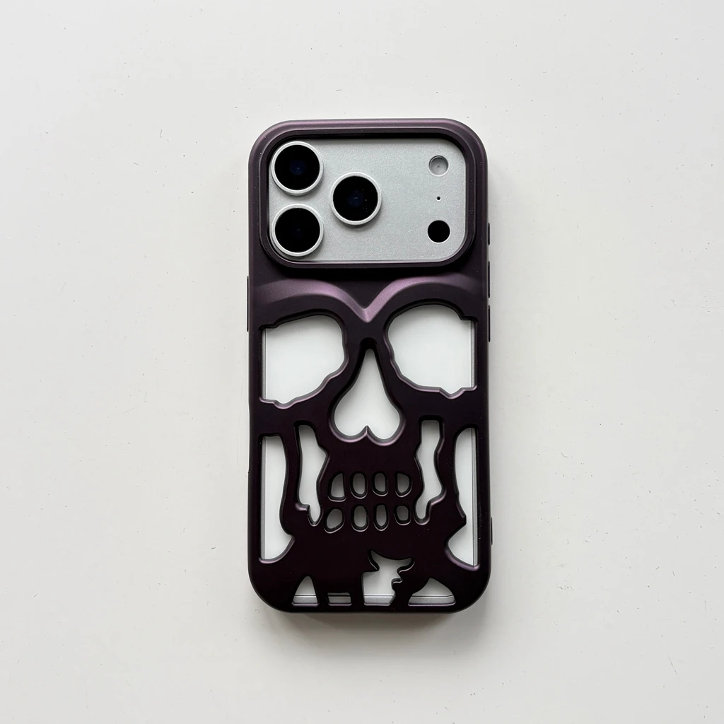 Retro Fashion Matte Hollow Out Skull Skeleton Shockproof Protective Phone Cover Case