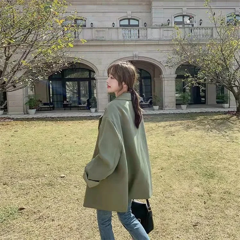 Black High-end Fried Street Suit Jacket 2022 Spring Autumn New All-match Loose Casual Suit Top Women's Gray Commuter Solid Color