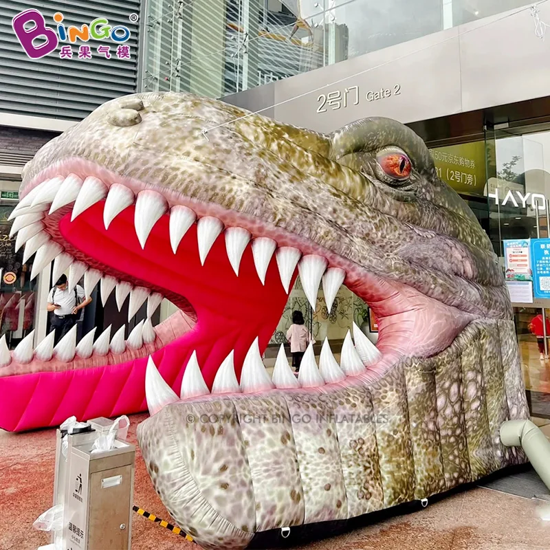 Customized 3.9x3.2x3.1 meters inflatable dinosaur head tunnel / inflatable tunnel toy tents 6